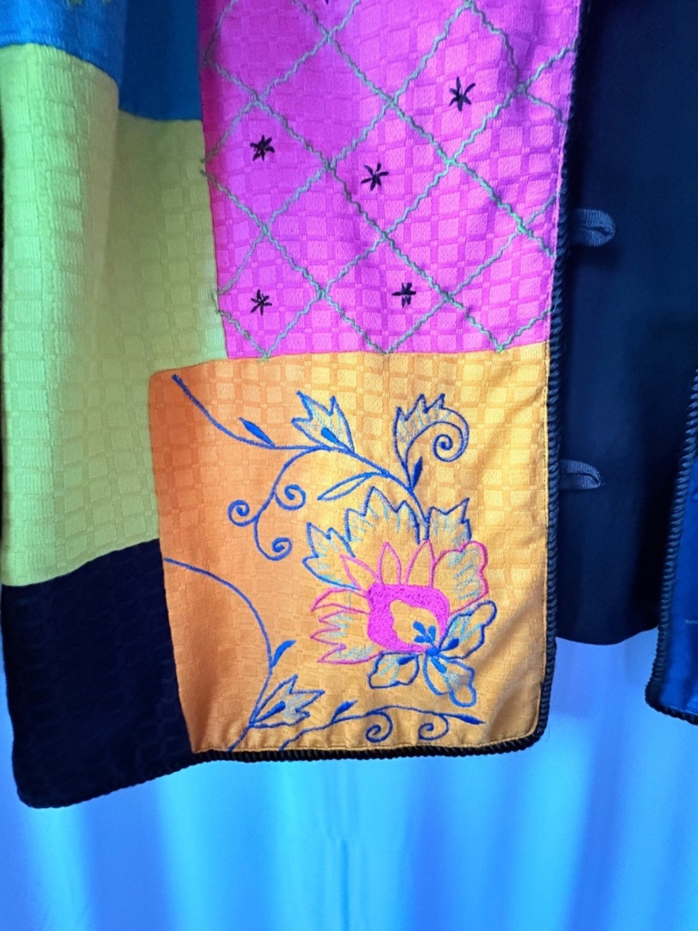 Maggie Barnes Patchwork Embroidered Jacket Boho Art Wear Toggle Buttons NWT 1X - Picture 2 of 15